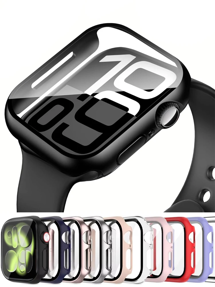 Фото Чехол для Apple Watch, аксессуары 11, 10, 46 мм, 42 мм, Защитная пленка для экрана HD, закаленное стекло, бампер для ПК iWatch Series 11, защитный №1