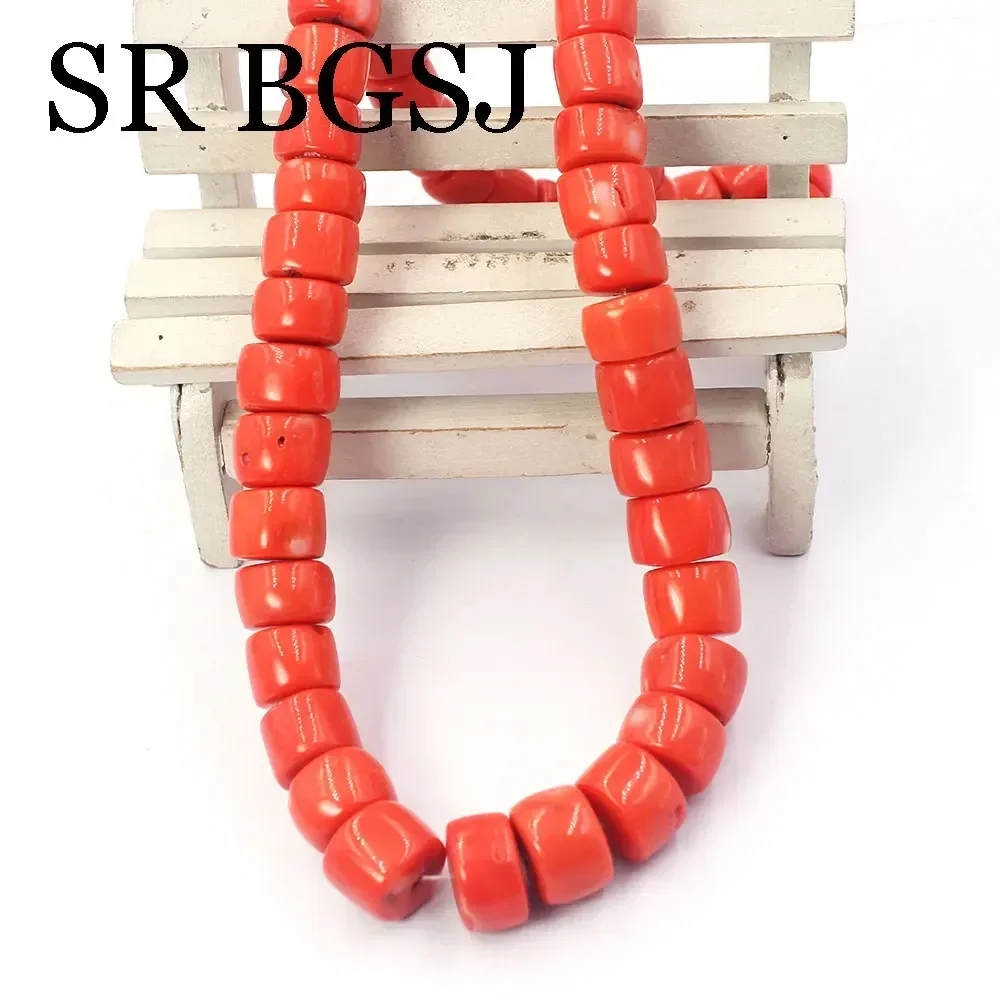 10-14 мм барабанная колонна длинная нить натуральный морской бамбук оранжевый