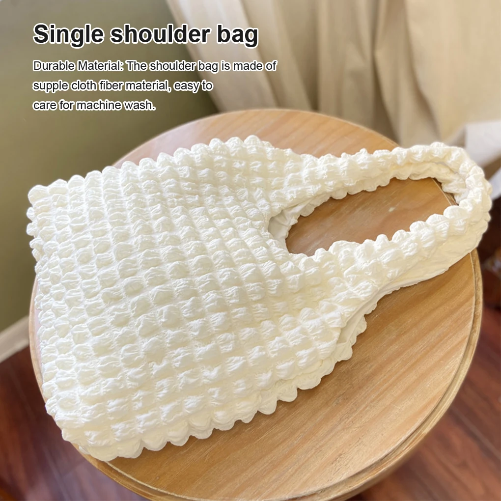 

Women Shoulder Bag with Zipper Fashion Girl Purse Pleated Lunch Bags