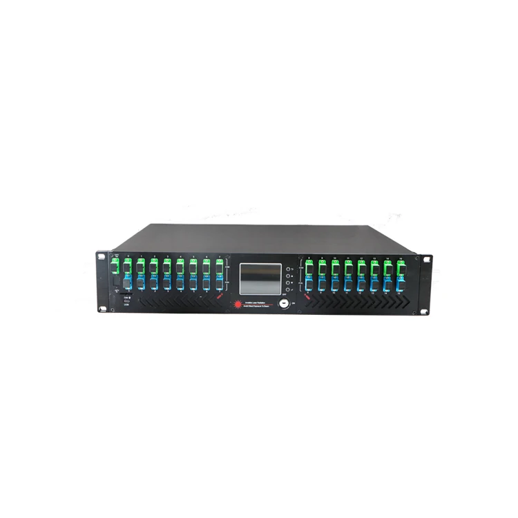 

1U rack Dual Power EDFA 8 ports 19dBm Fiber Optical Amplifier with WDM