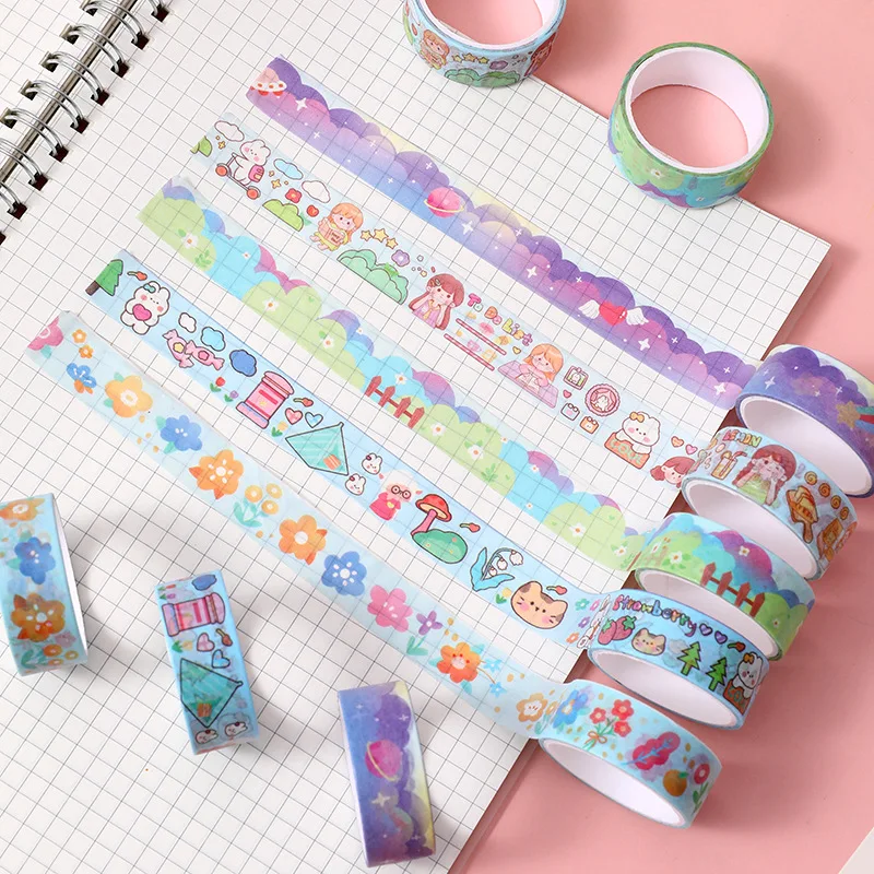 

One Roll of Washi Tape Stickers Fors Crapbooking Kawaii Stationery Cute Cartoon Masking Tape