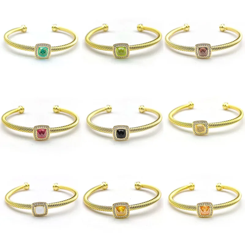 

Женский браслет с квадратными стразами DY Gold, 4 мм, 2023