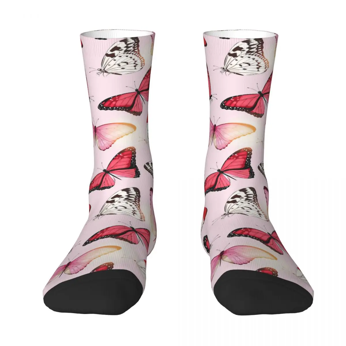 Seamless Pattern With Pink Tropical Butterfly Adult Socks,Unisex socks,men Socks women Socks