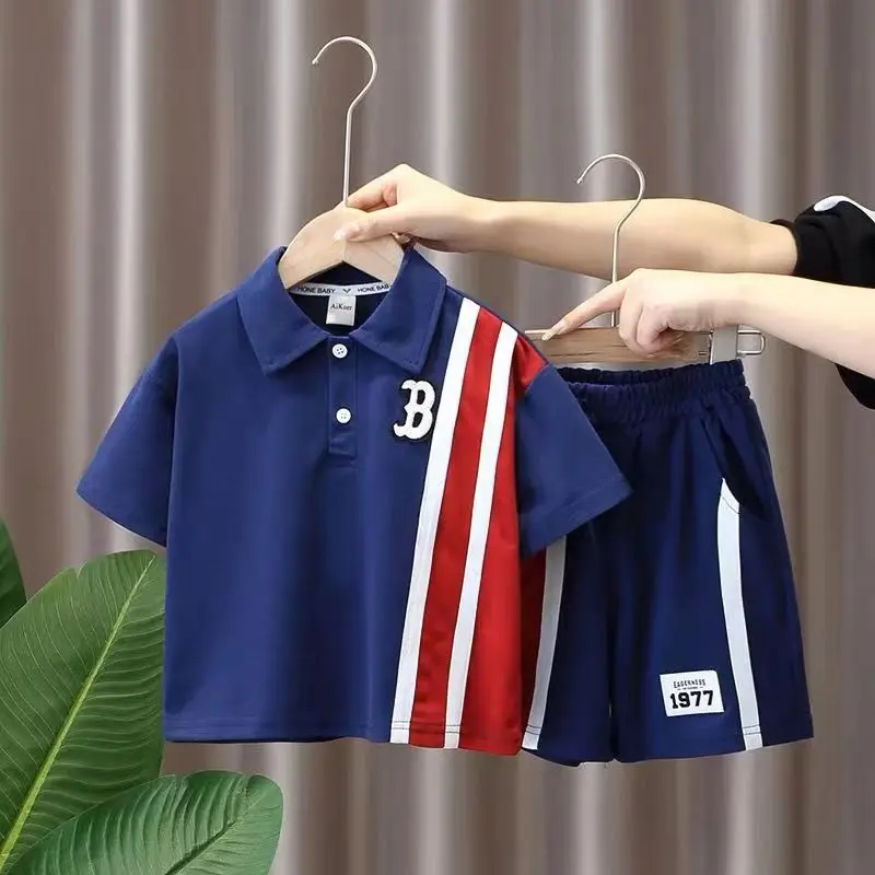 

Children's Clothing BoysShort Sleeve Polo Shirt+Shorts 2023 New Style Kids Fashionable Casual Sports Two-piece Kids Outfits