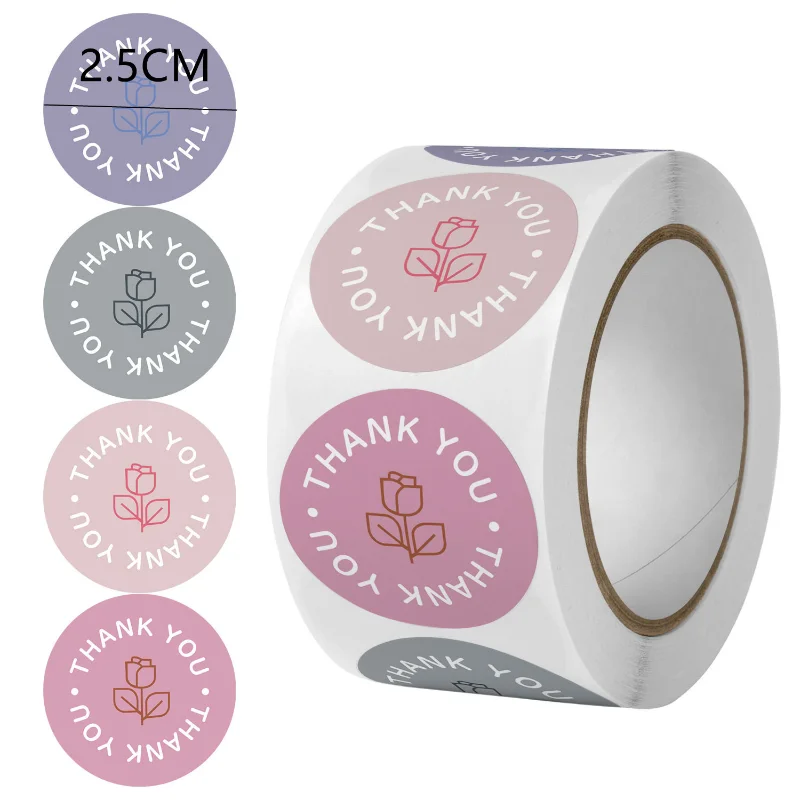 

Coated paper rose sticker Thank you for the adhesive label gift packaging box sealing sticker.