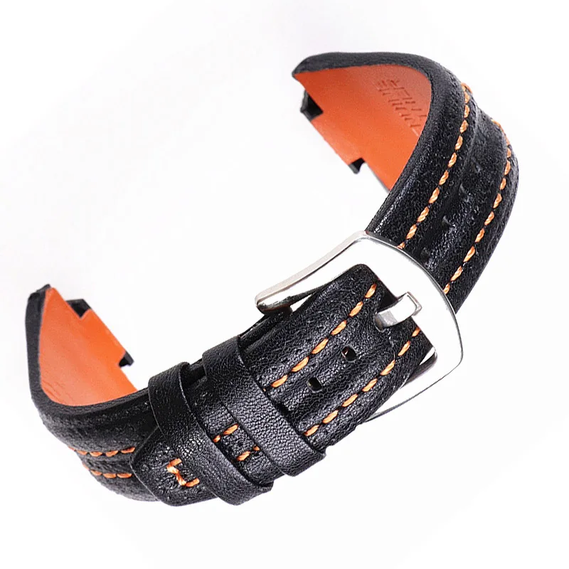 27x15mm Genuine Leather Watchband Raised Strap for Seiko Sportura Series SNL029P2 SNL021P1 SNA595P2 SNL017P1 Bracelet Men's Band