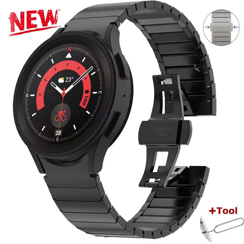 Фото Роскошный титановый цветной ремешок для Samsung Galaxy Watch 6 4Classic 47 мм 43 мм 7 6 5 4 40 мм 44 мм Металлический ремешок из нержавеющей стали №1
