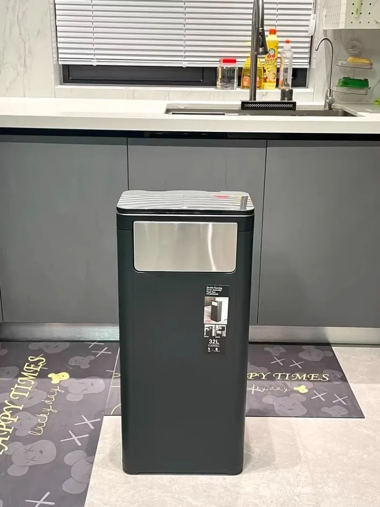 Большой бытовой кухонный мусорный бак с крышкой большой емкости гостиничный