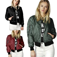european and american autumn and winter new pure color short fashion zipper jacket jacket