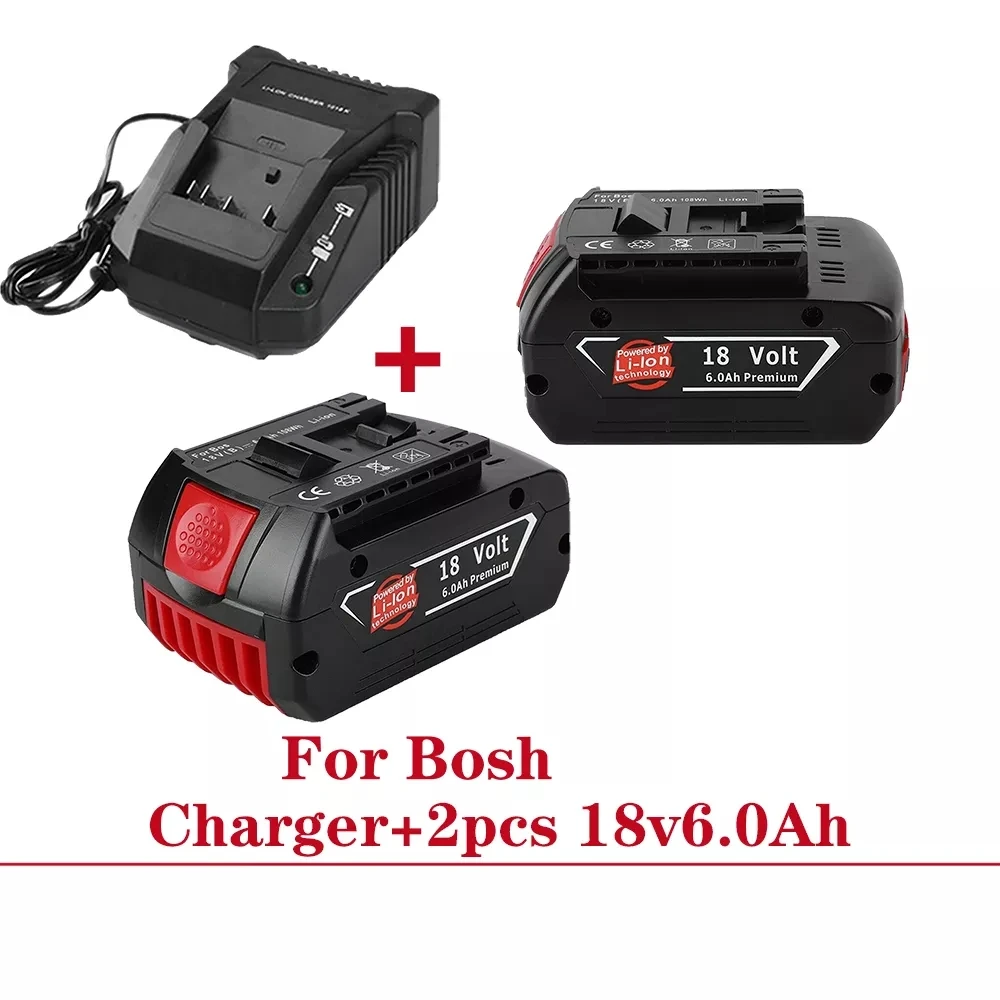 

original 18V6000mAh Rechargeable For Bosch 18V 6.0Ah Battery Backup Portable Replacement BAT609 Indicator light+3A Charger