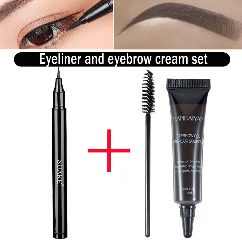 6 Color Henna Eyebrow Gel Cream Women Makeup Eyebrows Tint Eyebrows Waterproof Tattoo Pen Brush Kit Dye Cosmetics