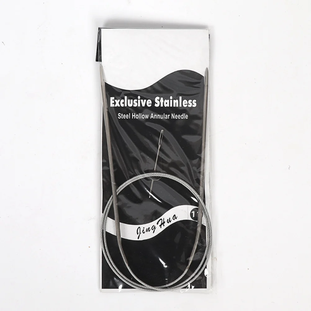 84CM Professional Stainless Steel Tube Circular Knitting Needles Crochet Size for Sweater Woven - NO8(Silver)