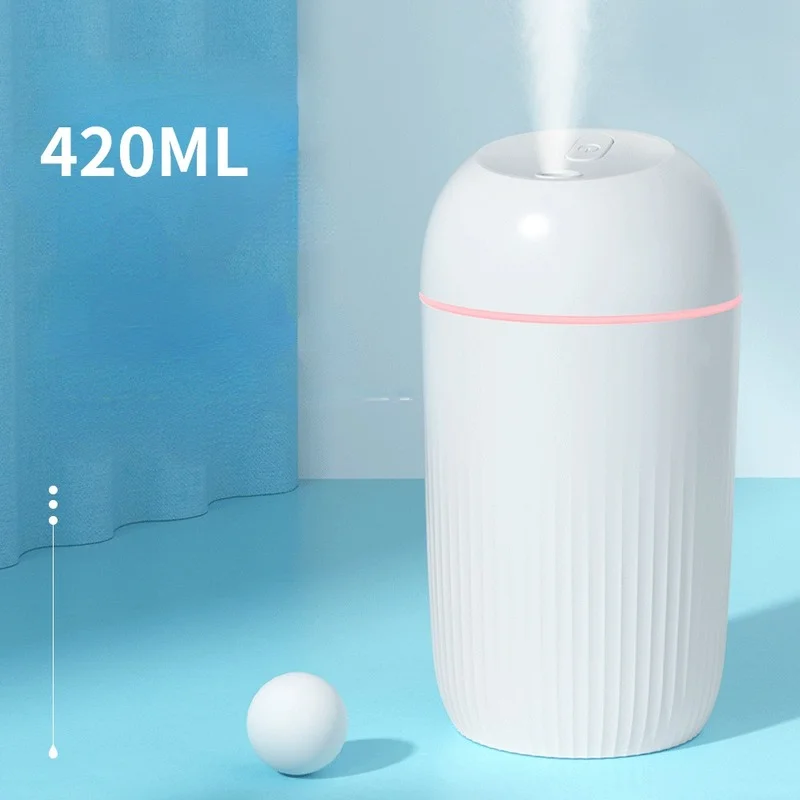 420ML USB Silent Air Humidifier Gentle Night Light Aroma Diffuser Continuous/Intermittent Spray Can Work For Home Car Fragrance