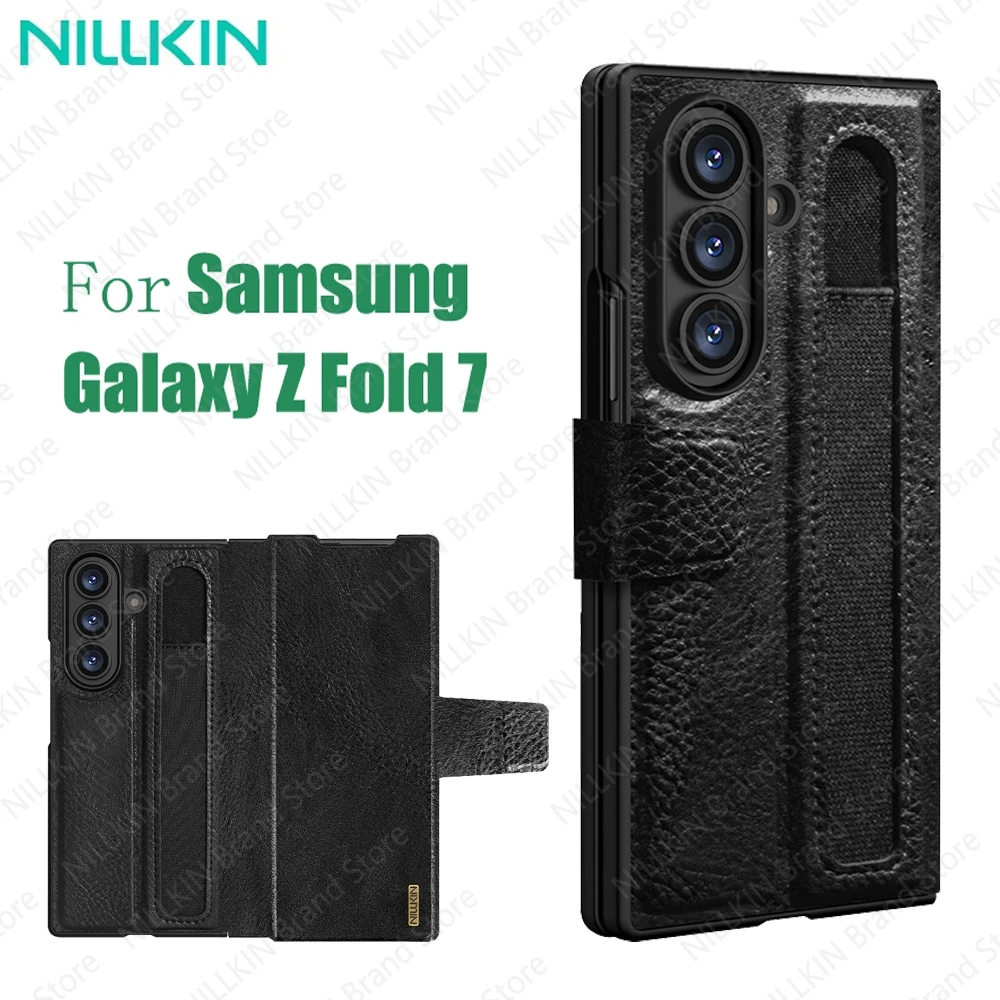 Фото Для Samsung Galaxy Z Fold 7, флип-чехол Nillkin Aoge, винтажный кожаный чехол с карманом для карт, чехол для книги для Samsung Z Fold7, с слотом для ручки №1