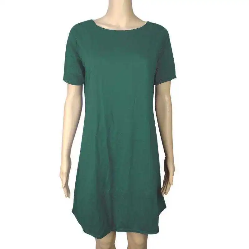 

Short Sleeve Plus Size Solid Color Dress Womens Scoop Neck Summer