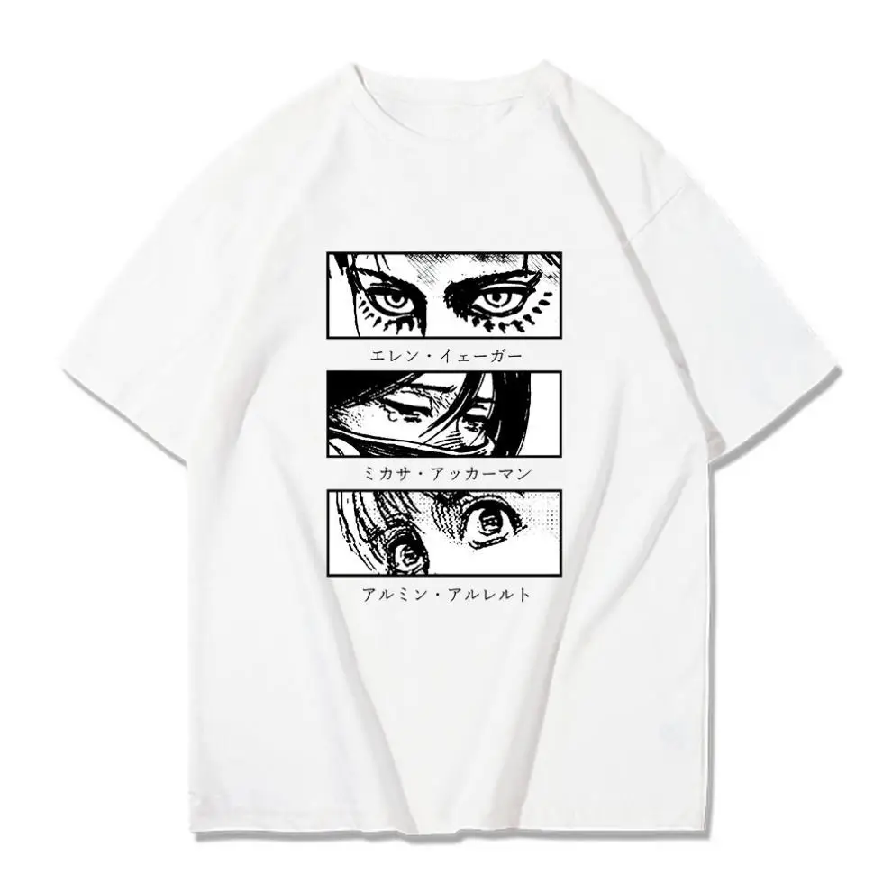 

Japanese Anime Attack on Titan Cartoon Printed Cotton T-Shirt Women's Summer Kpop Oversized Gothic Top Couple Gift T-Shirt