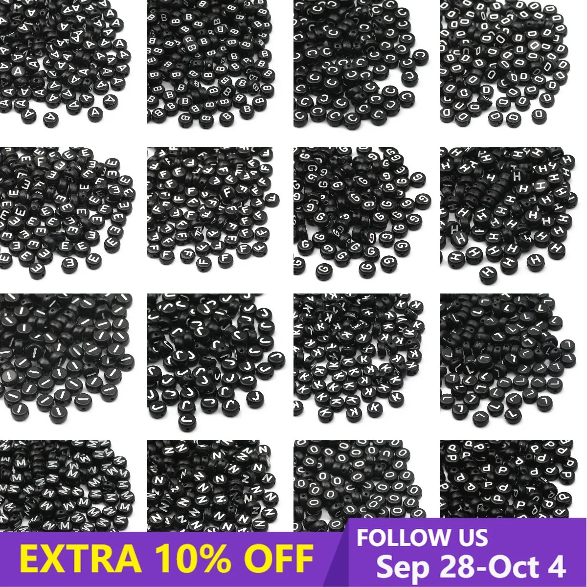 

100pcs 7x4mm Black Alphabet Number Beads Acrylic Loose Spacer Letter Beads for Jewelry Making Charms Diy Bracelet Accessories