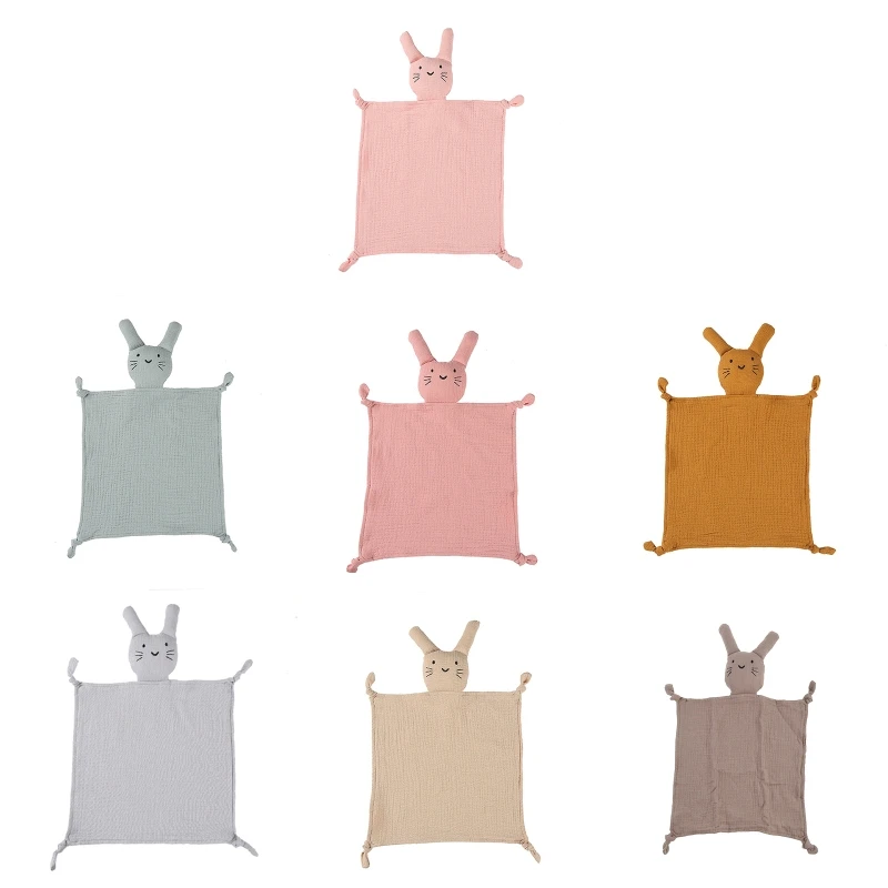 

Baby Security Blanket Soothe Appease Towel Soft Cotton Gauze Animal Doll Teething Bib Infants Comfort Cuddling Toy G2AE