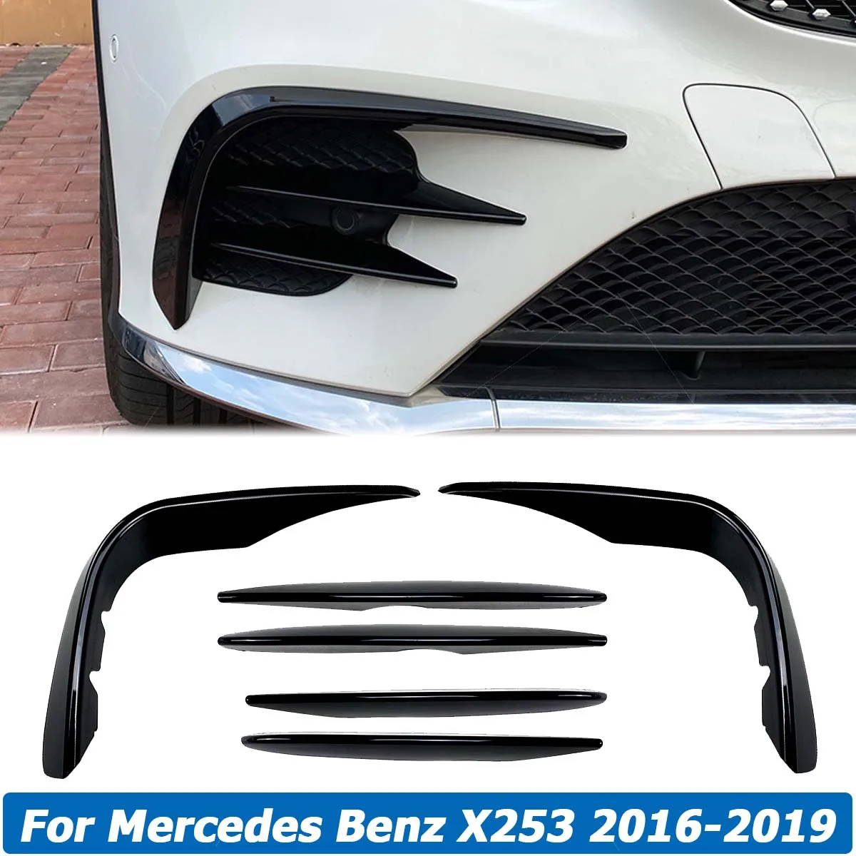 

Front Bumper Splitter Canard Fog Light Trim Sticker For Mercedes Benz X253 2016-2019 GLC260 GLC300 AMG GLC Class Car Accessories