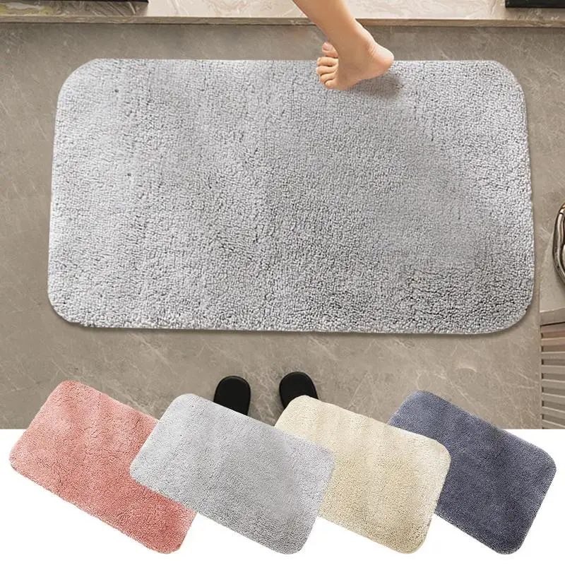 

Shaggy Bathroom Rug Super Absorbent Shower Bath Mat Bathroom Anti Slip Carpet for Kitchen Entrance Soft Door Floor Shower Mat