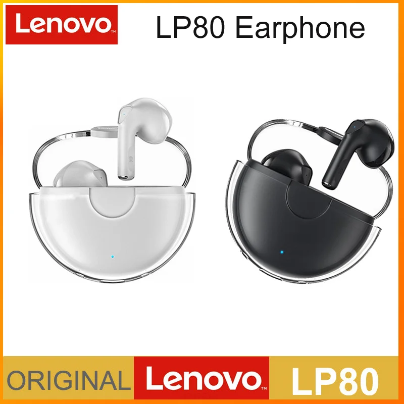 Оригинальные наушники Lenovo LP80, беспроводные наушники TWS с Bluetooth, Спортивная гарнитура для фитнеса, игровые музыкальные наушники с низкой заде...