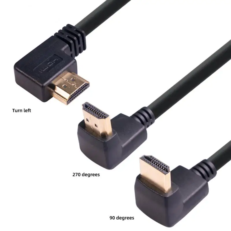 

Короткий 90-градусный левый вверх вниз угол HDMI-совместимый кабель двойная HDTV линия штекер-гнездо M/F HD-кабель провод 0,3 м видеокабели
