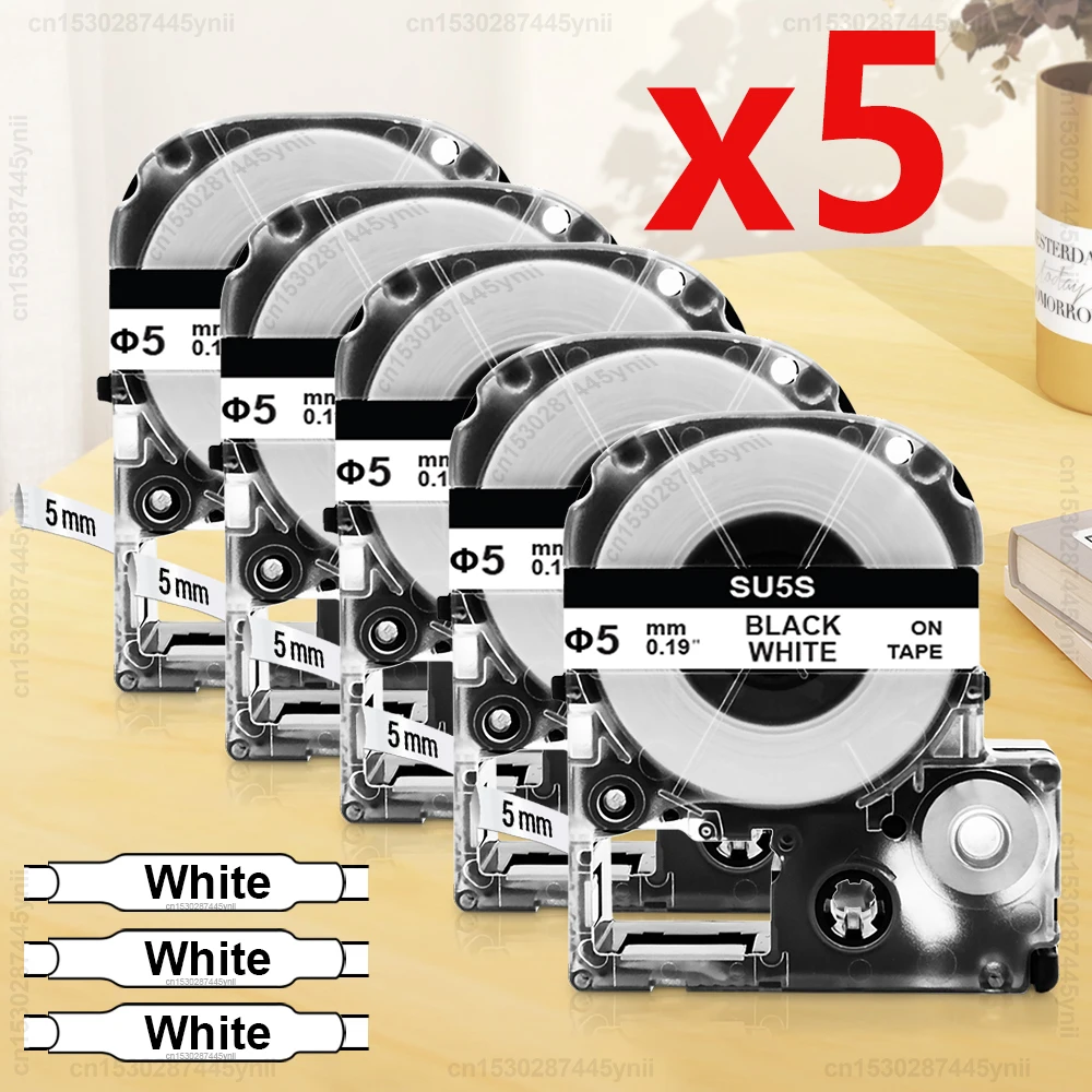 Фото Лента 3/5PK 3,5/5/11 мм SU5S SU5Y, совместимая термоусадочная трубка Epson SU3W SU3Y SU11S SU11Y для принтера этикеток Epson LW-300 LW400 500 №1