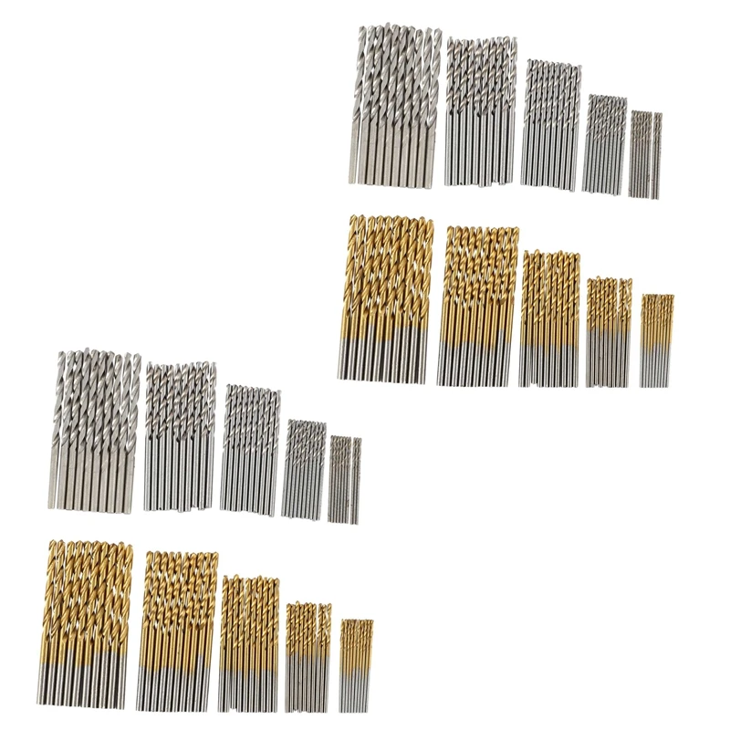 

200 Pcs/Set Titanium Coated Twist Drill Bit High Speed Steel Hole Opener Woodworking Metal Plastic Tools Electric Drill