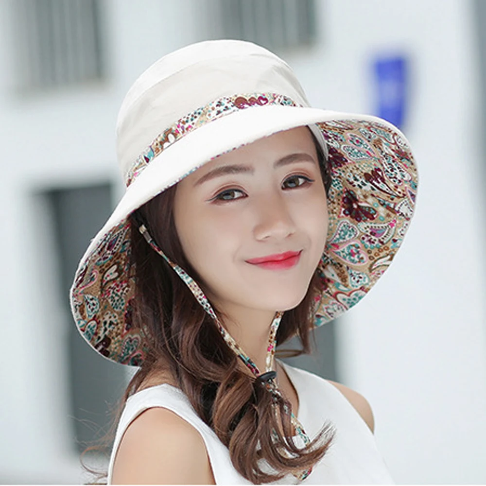 

Women Large Brim Sun Hat Bucket Hat Summer Outdoor Fishing Hiking UV Anti Neck Protection Shawl Visor Cap Ladies Reversible Hat