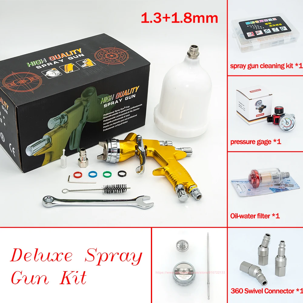 

Пистолет-распылитель для автомобилей сопло 1,3/1,8 мм пистолет-распылитель для покраски золотом с чашкой для смешивания Аэрограф на водной основе