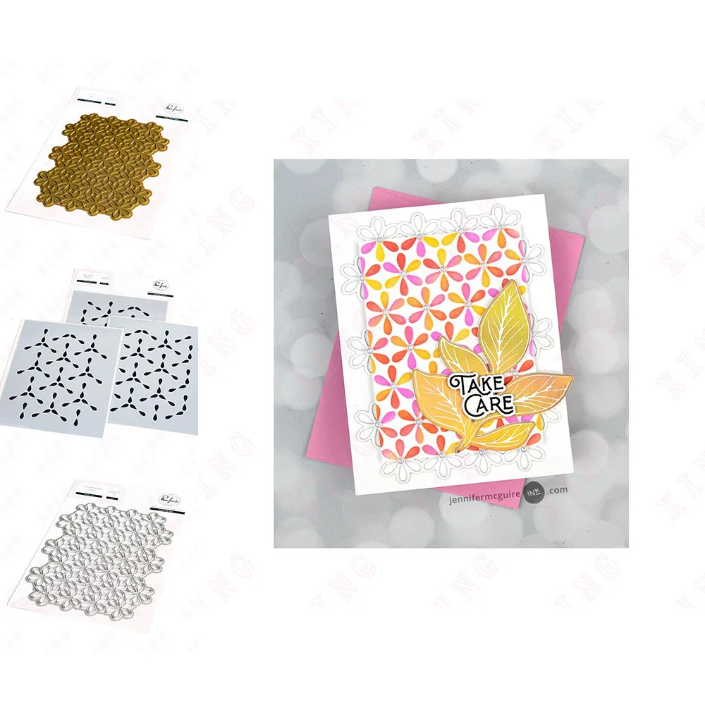 

New 2023 Scrapbook Paper Card Album Craft Decoration Embossing Layering Stencils Diy Floral Lace Metal Cutting Dies Hot Foil Set