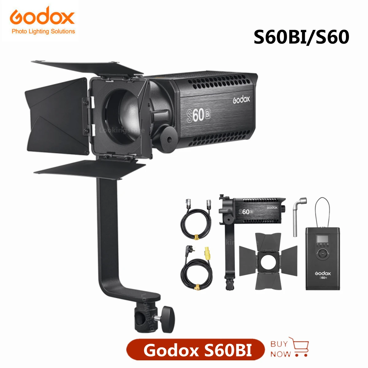 

Godox S60 S60BI 60W Focusing LED Photography Continuous adjustable Light Spotlight With Barn Door for Professional Photography
