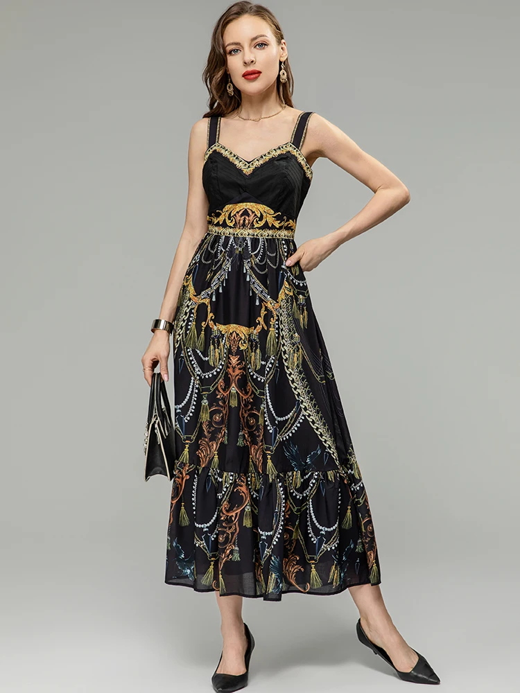 

MoaaYina, летнее, модное, дизайнерское, винтажное, на бретельках, с принтом, миди, большое, свободное платье, женское, сексуальное, с открытой спиной, с рюшами, с подолом, платья