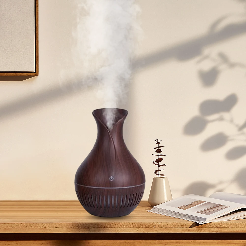 

130ml Mist Maker Defusers 7 Color LED Lights Aromatherapy Essential Oil Diffuser Wood Grain Air Humidifier Purifier for Home