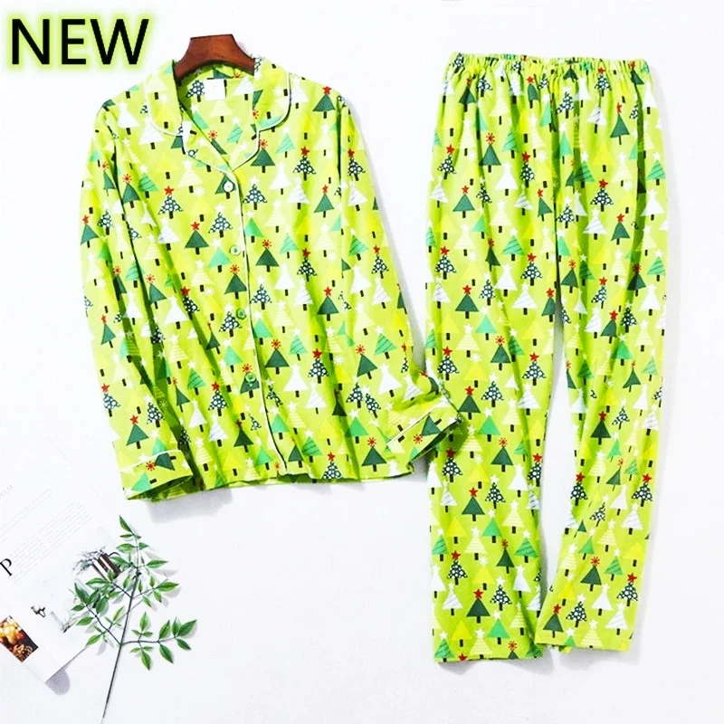 Women's Autumn Pajamas Set 2PCS/Suit 100% Pure Cotton Safe Pijama Dot Print Home Cozy Ladies Sleepwear Big Size