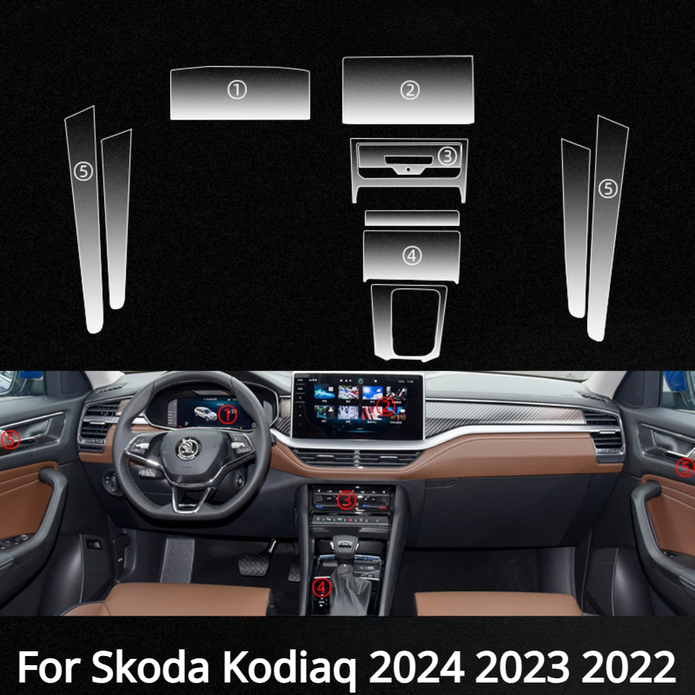 

Аксессуары для Skoda Kodiaq 2024 2023 2022, аксессуары для автомобиля, искусственная кожа, прозрачная ТПУ панель переключения передач, наклейка против царапин