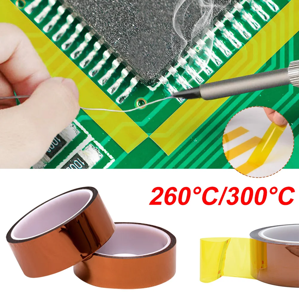 

33m High Temperature Resistant Tape Silicone Adhesive Polyimide Tape for 3D Printing Board Protection BGA Heating Electric Task
