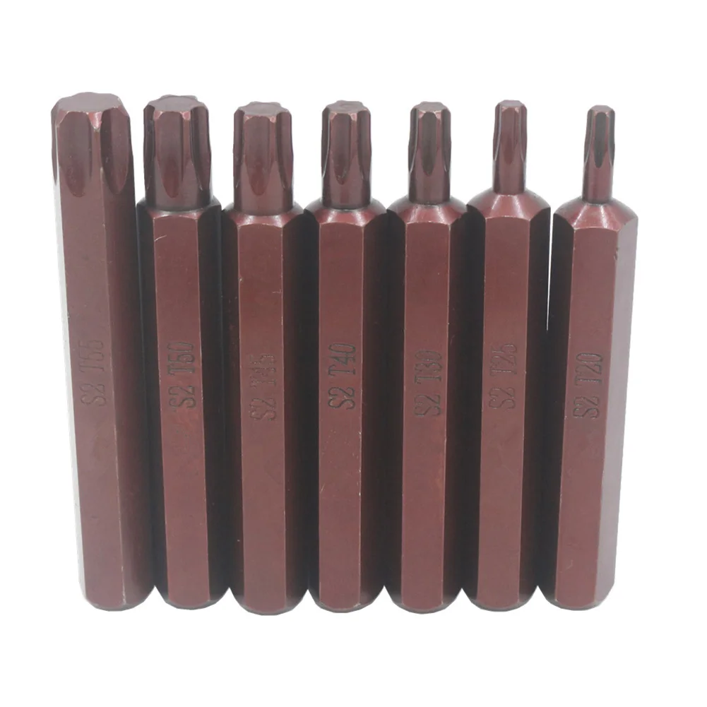 

1pc 30/75mm Magnetic Torx Screwdriver Bit S2 Steel 10mm Hex Shank Screwdrive For Impact Screwdriver T20/T25/T30/T40/T45/T50/T55