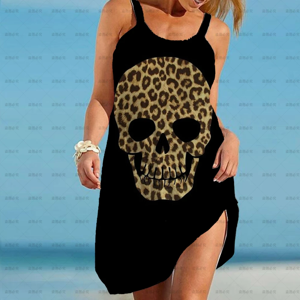 

Dresses for Women 2022 Tattoo All Match Women's Dress Skull Girl Woman Boho Party Short sleeve Gothic Leopard Print ​Sexy Beach