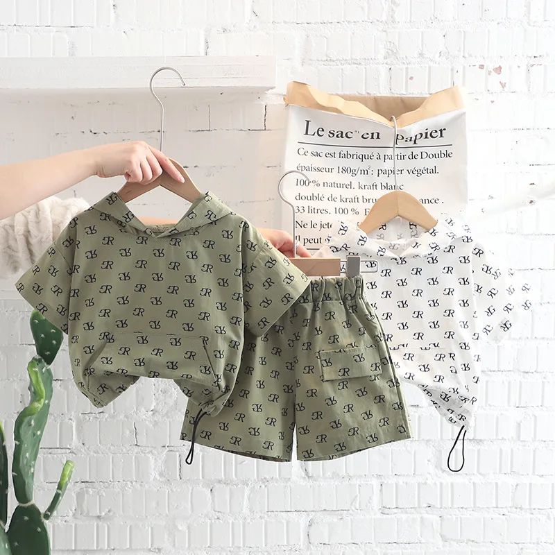 

YZ Baby Toddler Boy Girls Clothes 0-5 Years Old Summer Short-Sleeved Shorts Suit Baby Printed Shirt Casual Shorts Two-Piece Suit