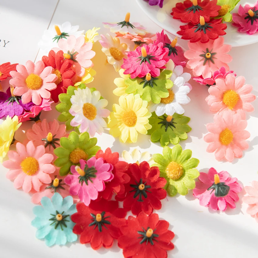 

100Pcs Artificial Flowers Wedding Party Home Decor Christmas Wreath Sunflowers Bridal Accessories Clearance Scrapbook Silk Daisy