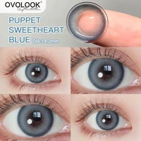 OVOLOOK-2pcs pair Tone Blue Series Lenses Colored Eye Lenses for Myopia Comestic Beauty Color Contact Lenses Year Throw