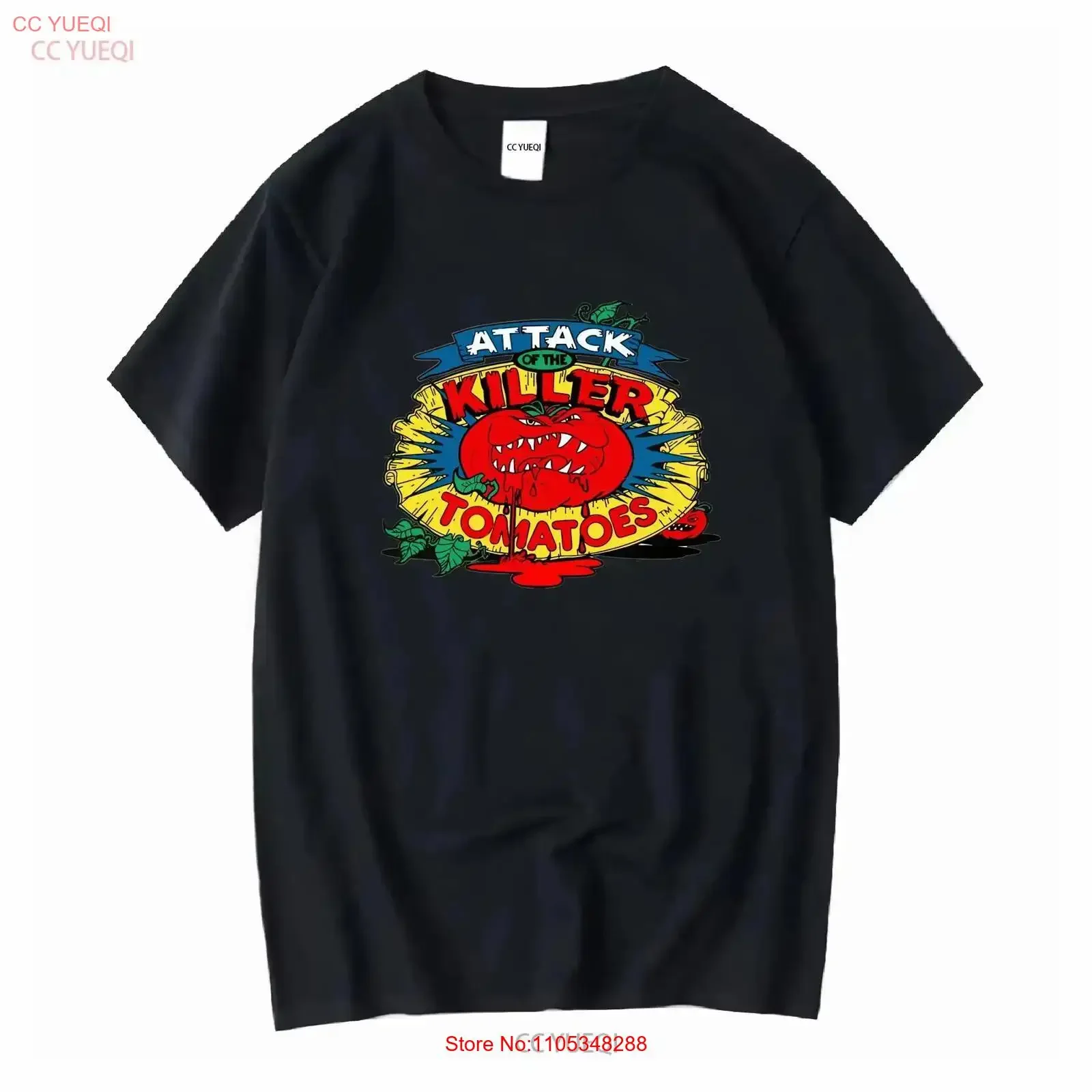 Фото Новая футболка с логотипом Attack of The Killer Tomatoes, забавный дизайн, размеры США от S до 5XL, винтажная, модная, уличная одежда, дизайнерская одежда, мягкая ткань. №1