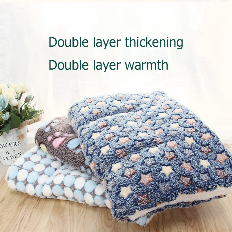 

Winter Pet Blanket Soft Coral Fleece Dog Bed Thicken Cushion Cat Mat Warm Sleeping Beds for Small Medium Dogs Pets Accessories