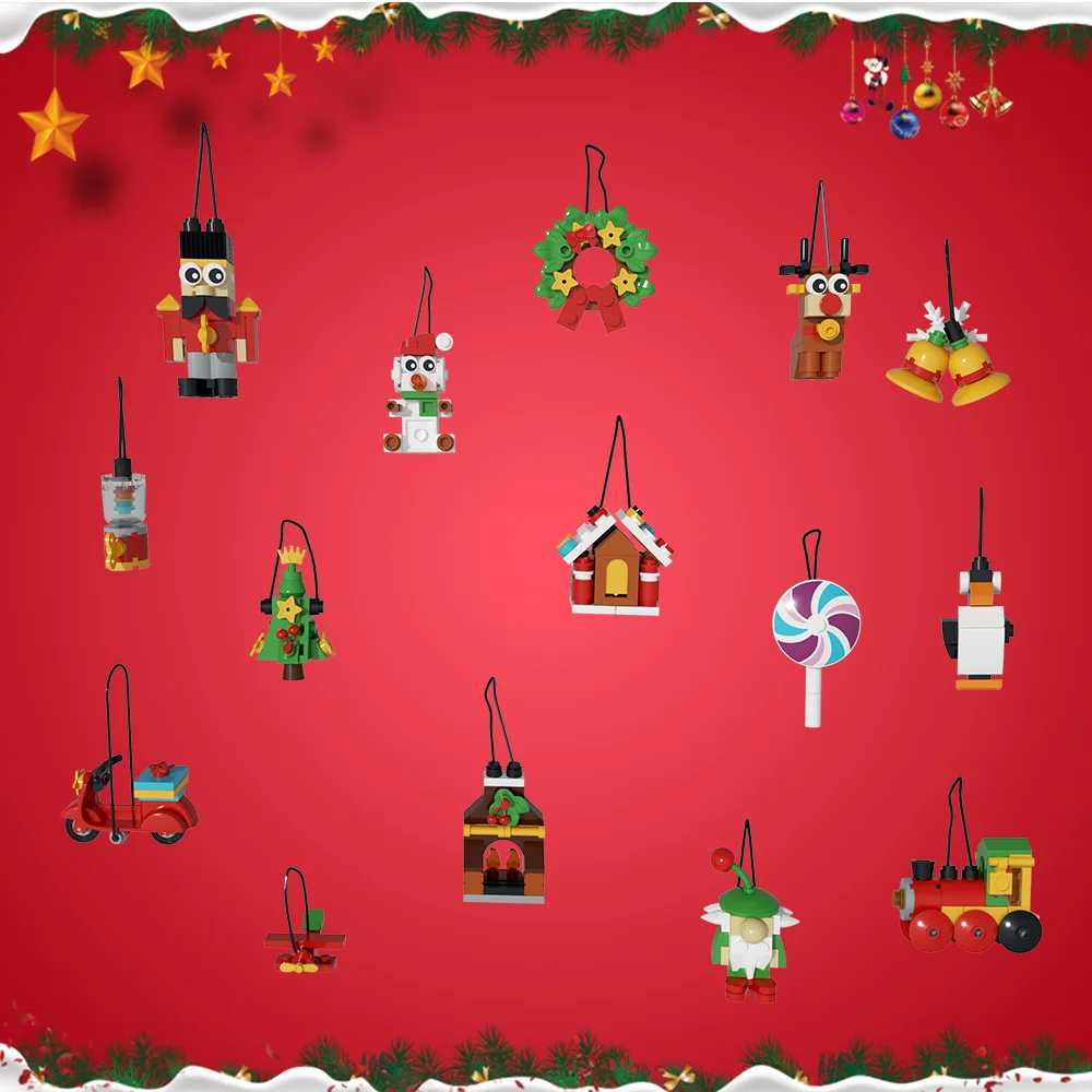 MOC Рождественские 24 подвески строительные блоки модель Санта-Клауса хрустальный