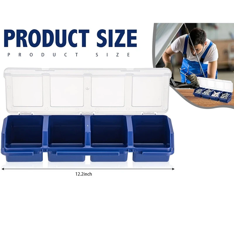 6 Pack Screw Organizer Box With Lids 4 Compartments Tool Bin Divider Compartment Containers Sorting Toolbox Case