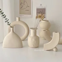 Vase Home Decor Nordic Flowers Vase Ceramic Flower Arrangement Dried Flower Design Sense Home Living Room Decor Vase Decoration