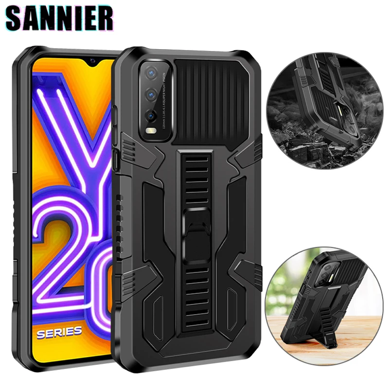 

Shockproof Bracket Phone Case For VIVO Y20S Y20i Y20 Y17 Y15S Y15 Luxury Protective Back Cover for Vivo Y19 Y12S Y12 Y11 Y5 Y1S