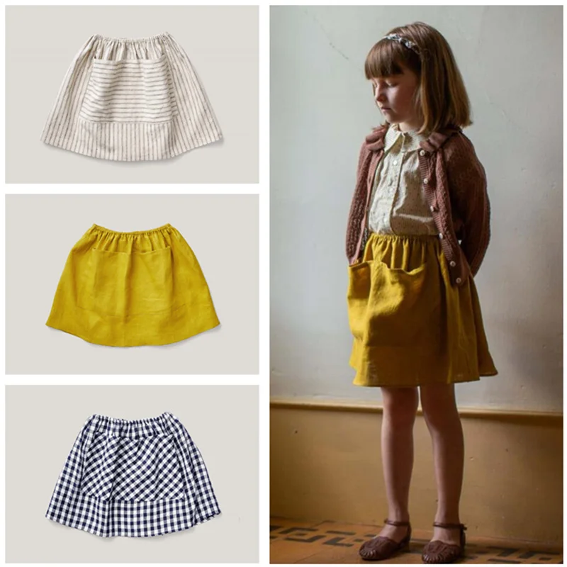 

Kids Girls Skirts Summer Spring Soor Ploom Baby Causal Skirt Made of Cotton and Linen Brand Design Children Clothing Beautiful