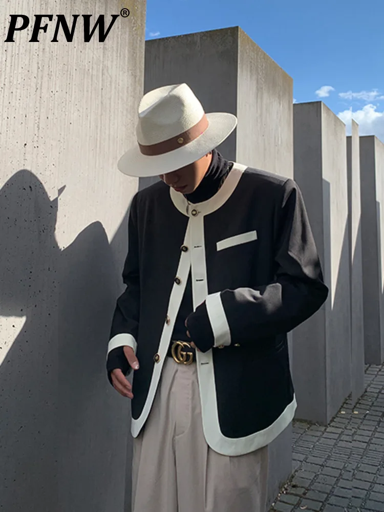 

Пиджак PFNW Мужской Компактный, уличный костюм в гонконгском стиле, Модный повседневный костюм контрастных цветов, Корейская версия, 12A4456